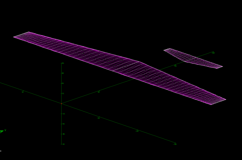 A screenshot from an aircraft design tool showing a representation of an aircraft.